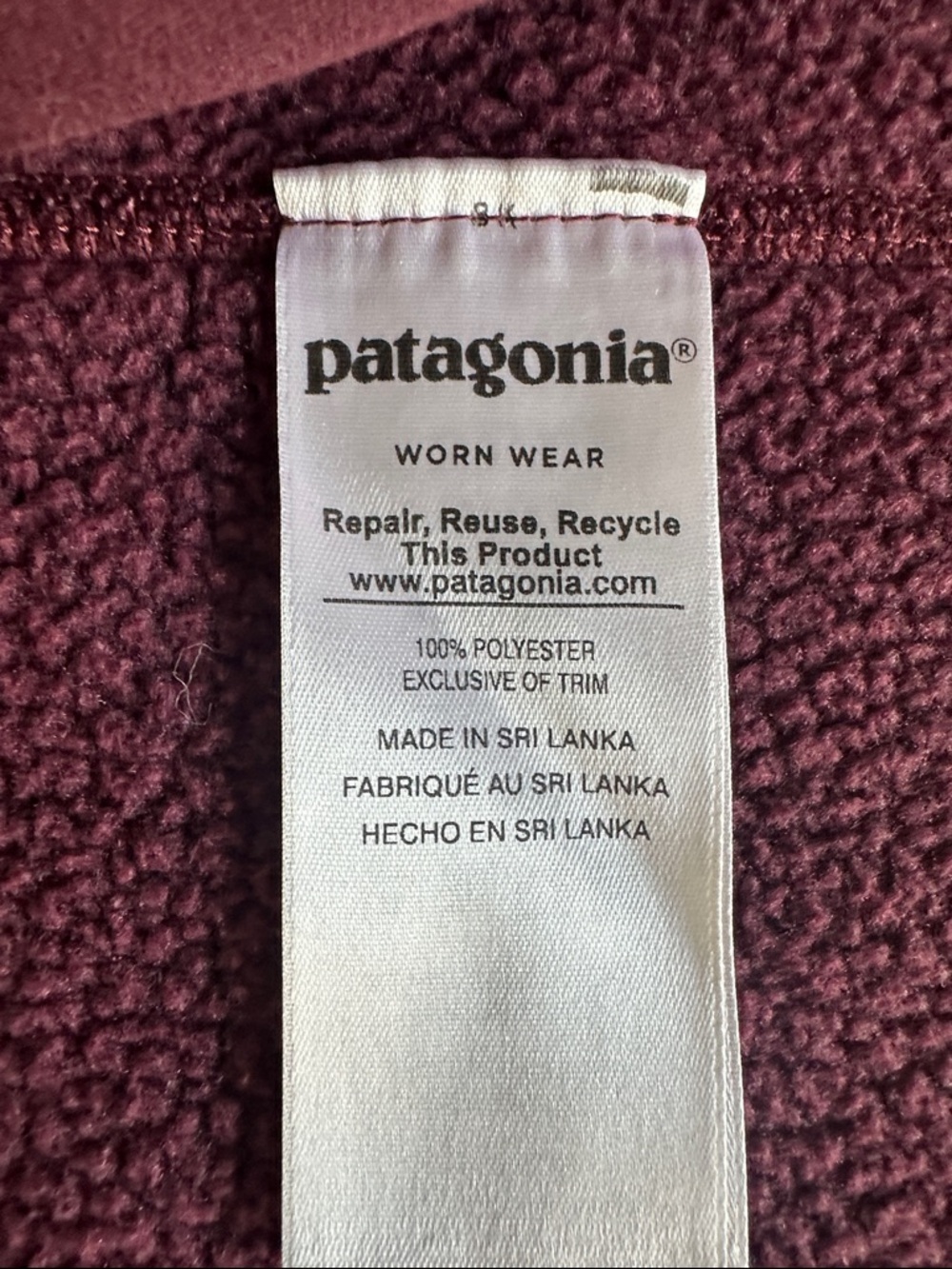 Patagonia Maroon Full-Zip Hooded Fleece Jacket - Picture 8 of 9